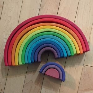 Grimm's Colourful Wooden Rainbow Stacking Set - Franken Rainbow